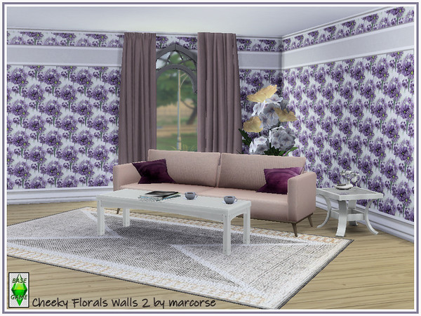 Sims 4 Cheeky Florals Walls by marcorse at TSR