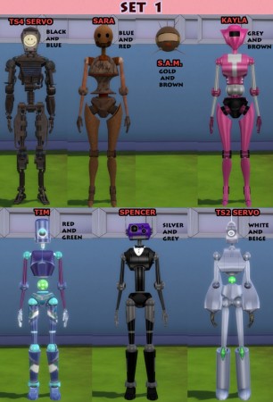 Lots of Bots – 21 Colourful Servo Overrides by Esmeralda at Mod The Sims