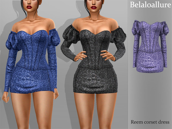 Sims 4 Belaloallure Reem corset dress by belal1997 at TSR