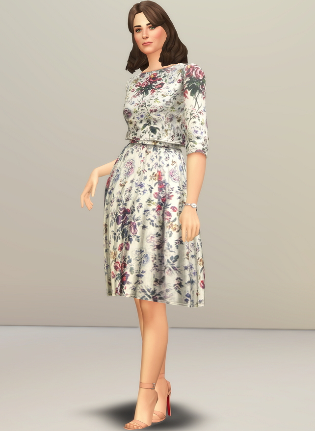 Sims 4 Floral Print Two Piece Dress at Rusty Nail