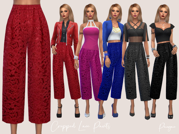 Sims 4 Cropped Lace Pants by Paogae at TSR