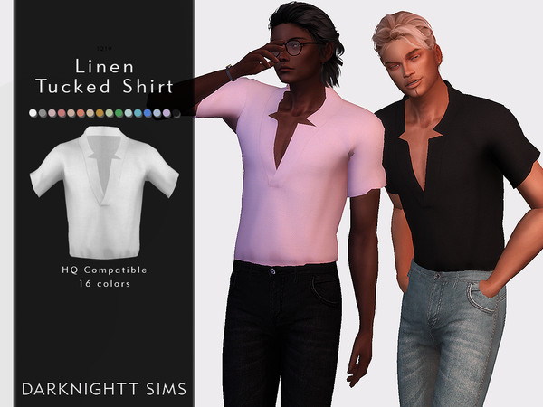 Sims 4 Linen Tucked Shirt by DarkNighTt at TSR