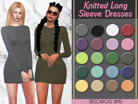 Sims 4 Knitted Long Sleeve Dresses at Descargas Sims