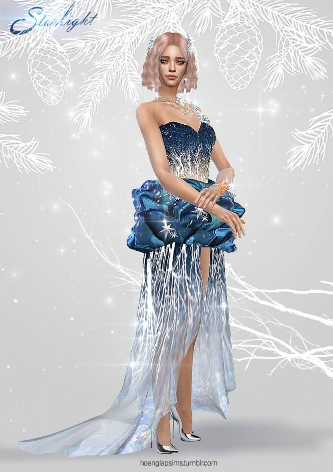 Sims 4 Starlight Dress & Hairpin (P) at HoangLap’s Sims