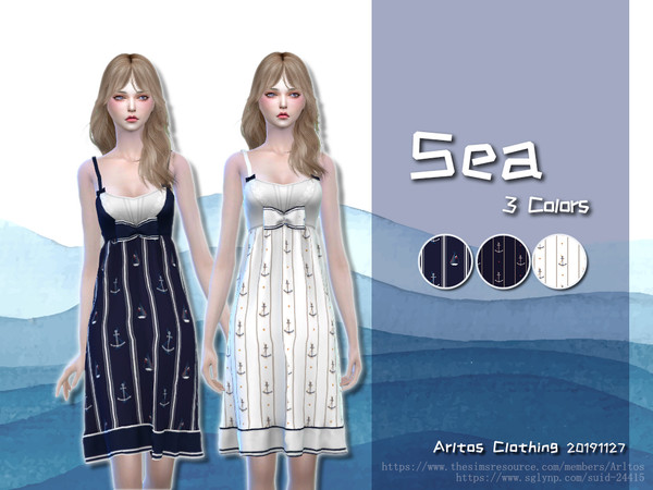 Sims 4 Sea dress by Arltos at TSR