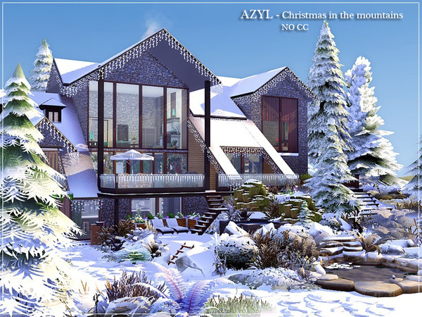 Sims 4 AZYL Christmas in the mountains cabin by marychabb at TSR