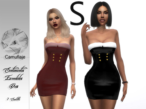 Sims 4 Sentimientos Escondidos dress by Camuflaje at TSR