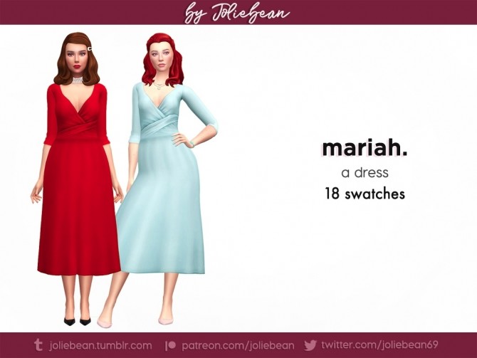 Sims 4 Mariah dress in 18 swatches at Joliebean