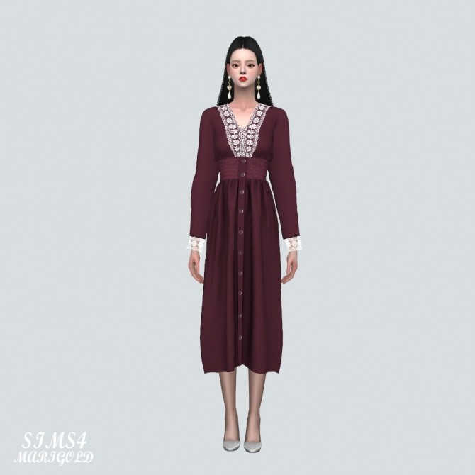 Sims 4 Lily Lace Point Midi Dress at Marigold