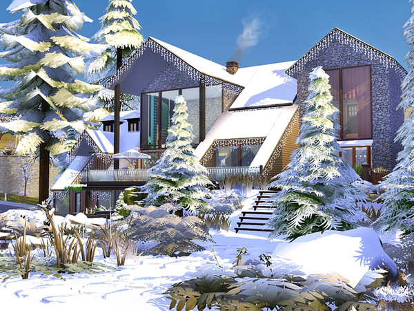 Sims 4 AZYL Christmas in the mountains cabin by marychabb at TSR