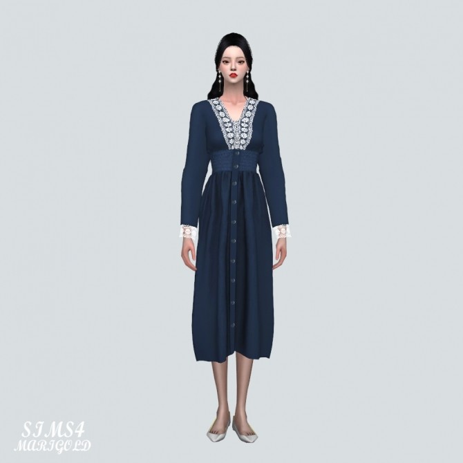 Sims 4 Lily Lace Point Midi Dress at Marigold