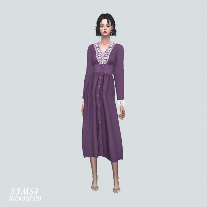 Sims 4 Lily Lace Point Midi Dress at Marigold