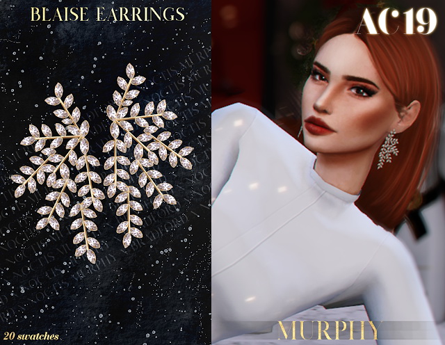 Sims 4 Blaise Earrings AC 2019   Day 20 by Silence Bradford at MURPHY