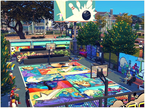Sims 4 Street Art basketball playground by lotsbymanal at TSR