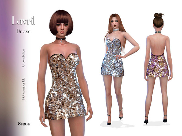 Sims 4 Lavril Dress by Suzue at TSR