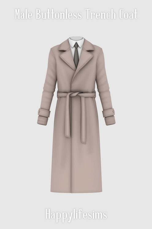 Male Buttonless Trench Coat at Happy Life Sims » Sims 4 Updates