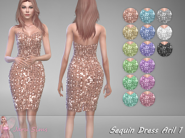 Sequin Dress Aril 1 by Jaru Sims at TSR » Sims 4 Updates
