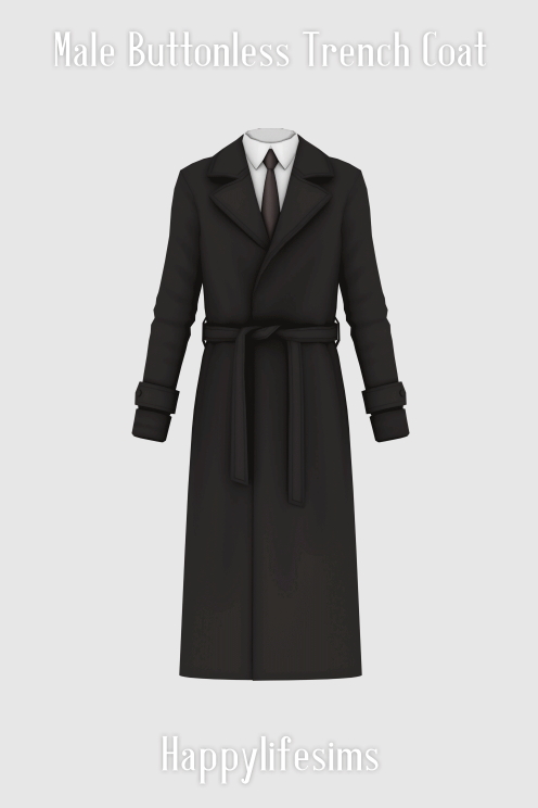 Sims 4 Male Buttonless Trench Coat at Happy Life Sims