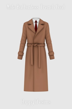 Male Buttonless Trench Coat at Happy Life Sims