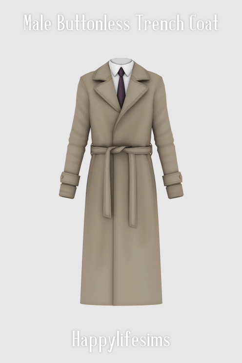 Sims 4 Male Buttonless Trench Coat at Happy Life Sims