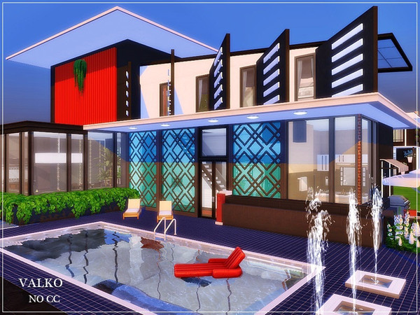 Sims 4 VALKO modern home by marychabb at TSR