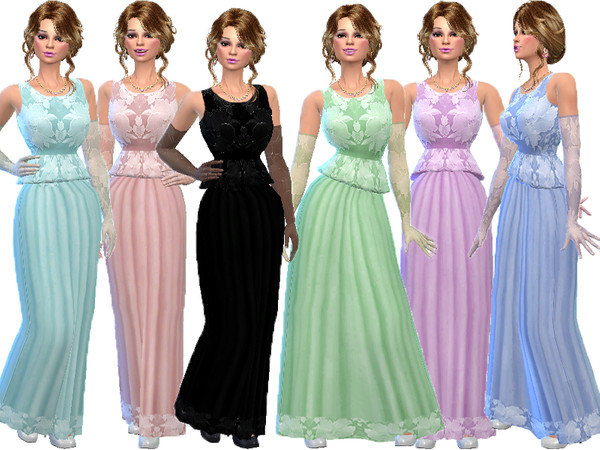 Sims 4 Formal dress with lace gloves by TrudieOpp at TSR