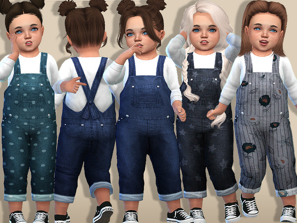 Sims 4 Cozy Denim Winter Overalls For Toddlers by Pinkzombiecupcakes at TSR