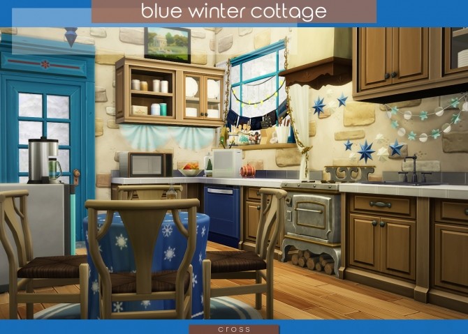 Sims 4 Blue Winter Cottage by Praline at Cross Design