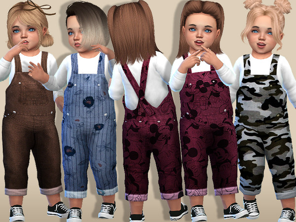 Sims 4 Cozy Denim Winter Overalls For Toddlers by Pinkzombiecupcakes at TSR