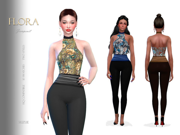 Sims 4 Flora Jumpsuit by Suzue at TSR
