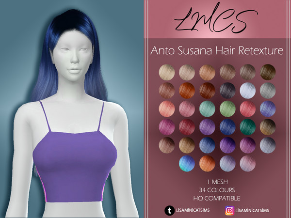 Sims 4 LMCS Anto Susana Hair Retexture by Lisaminicatsims at TSR