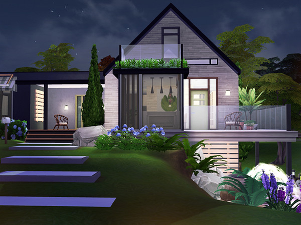 Sims 4 Larkin contemporary cottage by Rirann at TSR