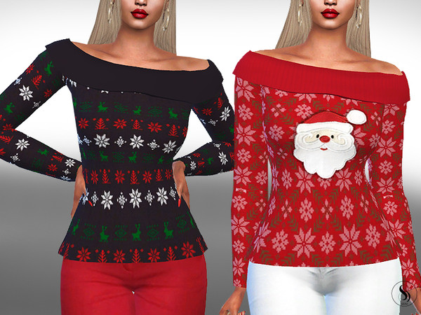 Sims 4 Santa XMas Pullovers by Saliwa at TSR