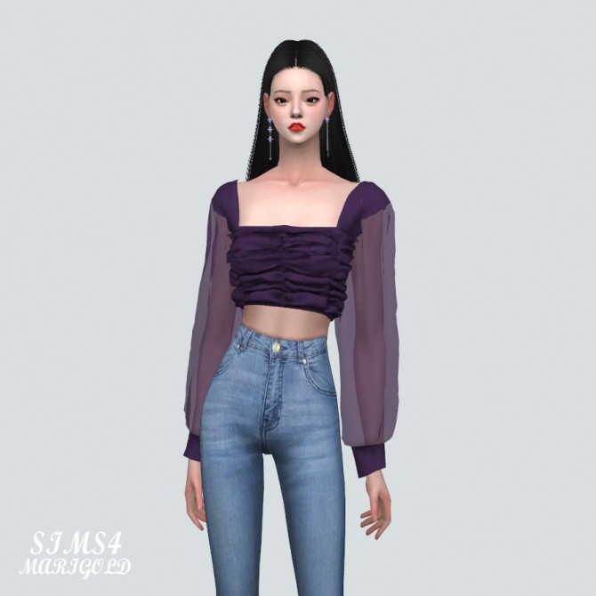 Sims 4 See through Shirring Blouse at Marigold
