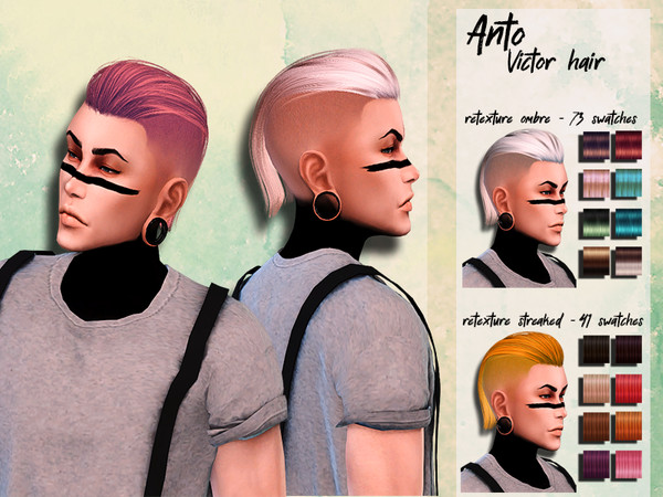 Sims 4 |Male hair recolor retexture Anto Victor by HoneysSims4 at TSR