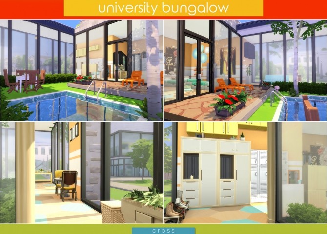 Sims 4 University Bungalow by Praline at Cross Design
