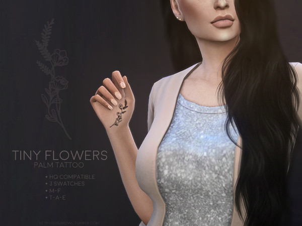 Sims 4 Tiny Flowers palm tattoo by sugar owl at TSR