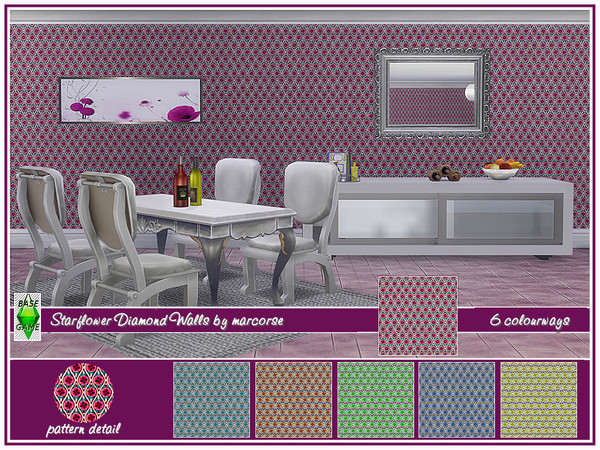 Sims 4 Starflower Diamonds Walls by marcorse at TSR