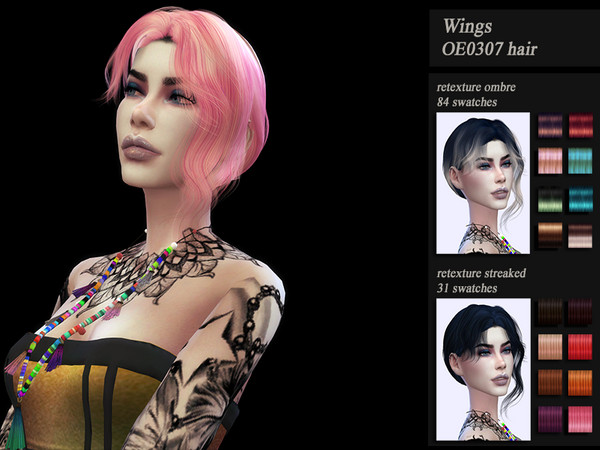 Sims 4 Wings OE0307 female hair recolor by HoneysSims4 at TSR