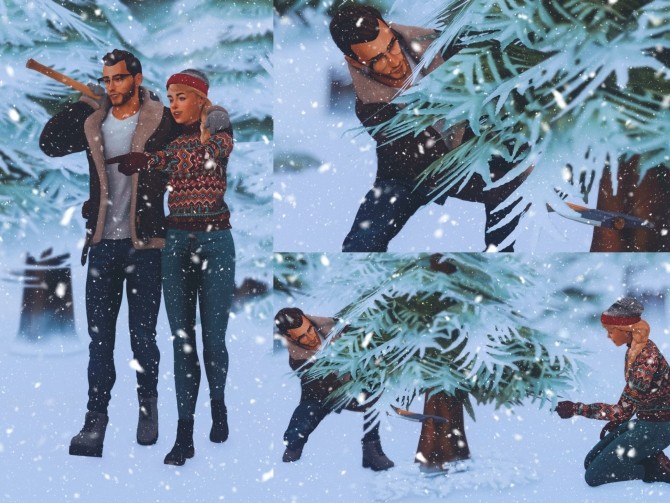 Sims 4 Christmas Tree Hunting Poses at Katverse