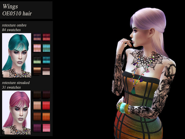 Sims 4 Recolor retexture female hair WingsOE0510 by HoneysSims4 at TSR