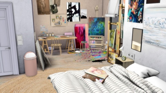 Sims 4 ARTIST BEDROOM at MODELSIMS4