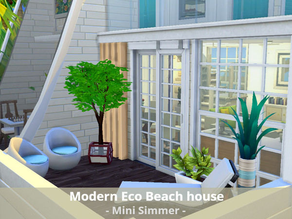 Sims 4 Modern Eco beach house by Mini Simmer at TSR