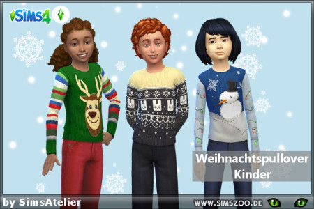 Christmas sweater kids by SimsAtelier at Blacky’s Sims Zoo