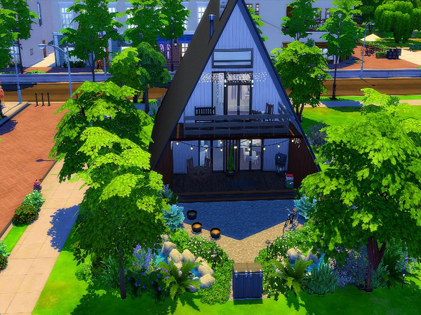 Sims 4 Triangle and modern A frame house by GenkaiHaretsu at TSR