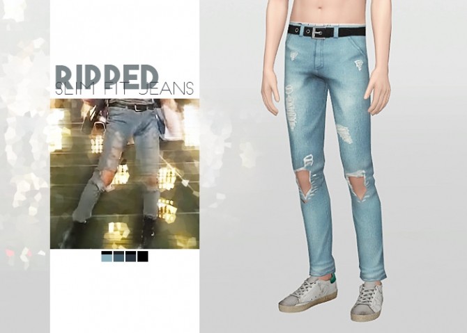 Sims 4 Ripped Slim Fit Jeans at Waekey