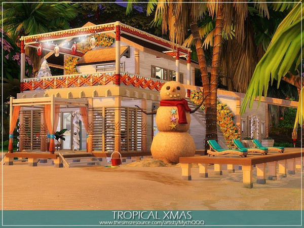 Sims 4 Tropical Xmas house by MychQQQ at TSR