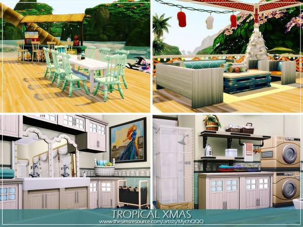 Sims 4 Tropical Xmas house by MychQQQ at TSR