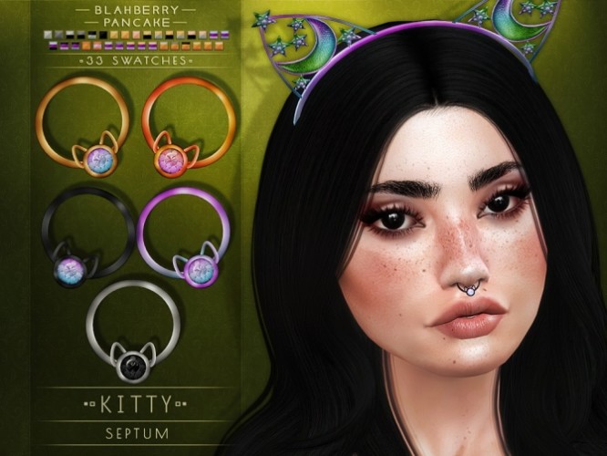 Kitty headband & septum at Blahberry Pancake » Sims 4 Updates