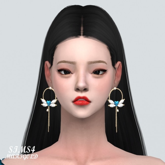 Sims 4 Big Heart Wing Chain Earrings at Marigold